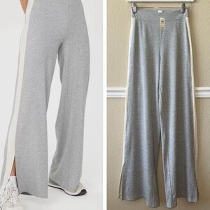 NEW Aerie Thumbs Up Heavyweight Ribbed Wide Leg Pants Grey XS